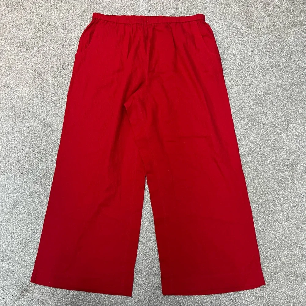 J Crew Relaxed Beach Pants Womens Large Red Airy Gauze BX630 Travel Cover Up NEW - Picture 1 of 11